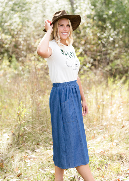 Denim Double Button Midi Skirt - FINAL SALE Skirts