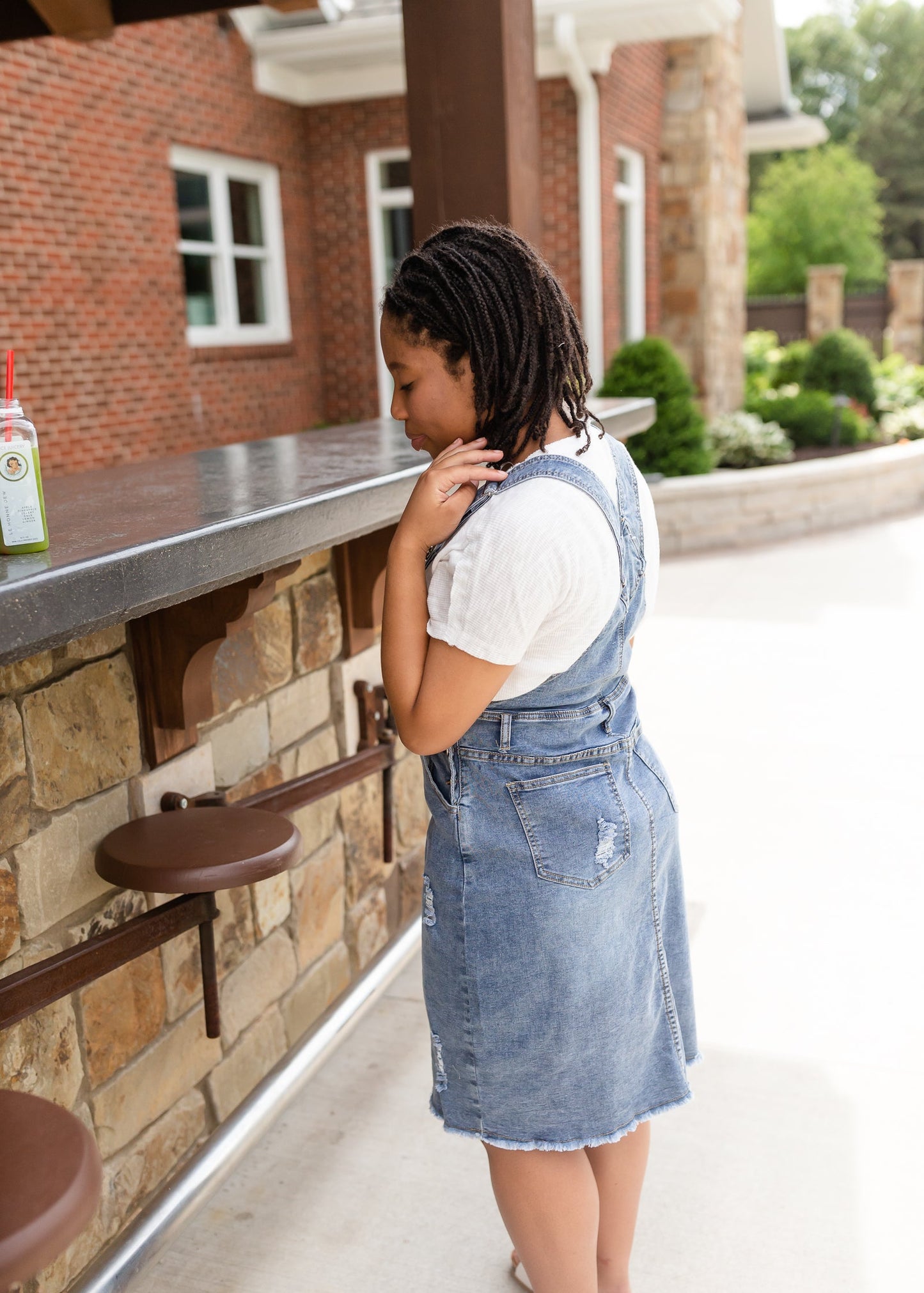 Distressed Classic Denim Overall Dress Dresses