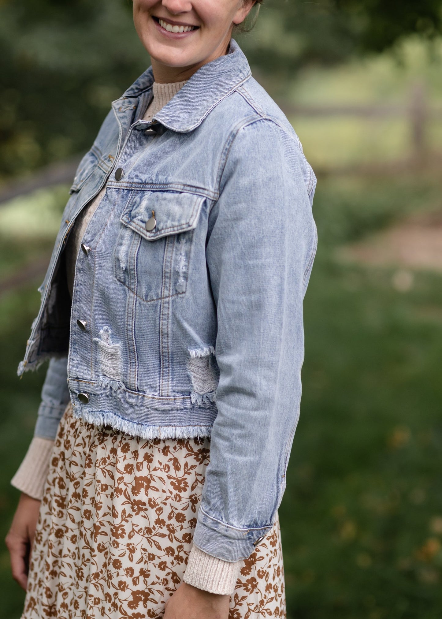 Distressed Light Wash Denim Jean Jacket Tops Polagram