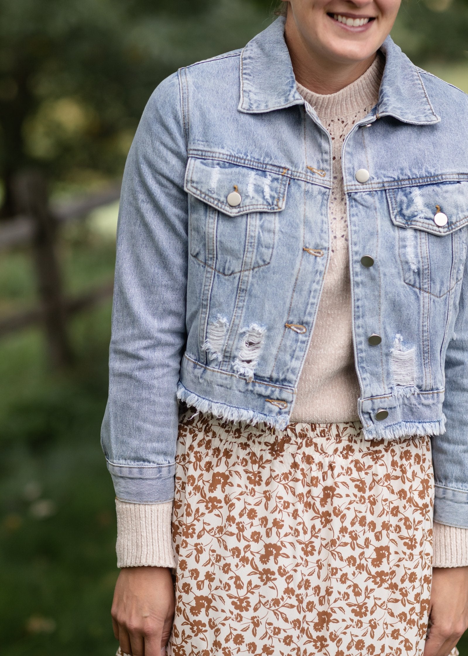 Distressed Light Wash Denim Jean Jacket Tops Polagram