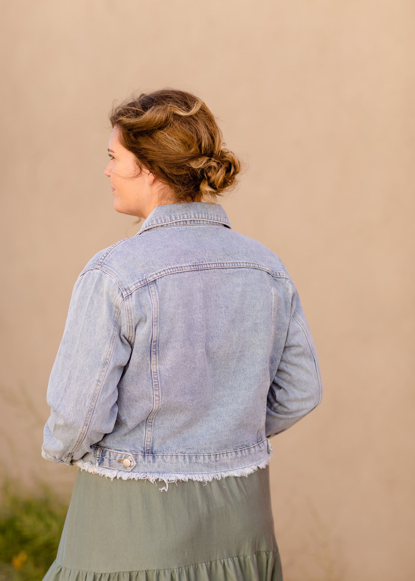 Distressed Light Wash Denim Jean Jacket Tops Polagram