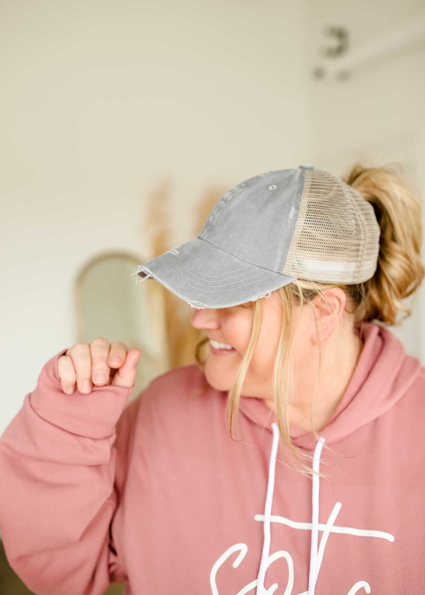 Distressed Messy Bun Hat - FINAL SALE Accessories