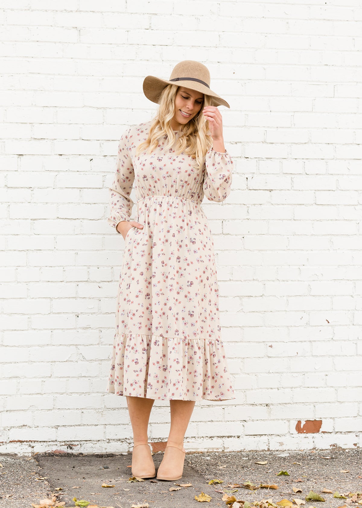 Ditsy Print Cream Floral Midi Dress - FINAL SALE Dresses