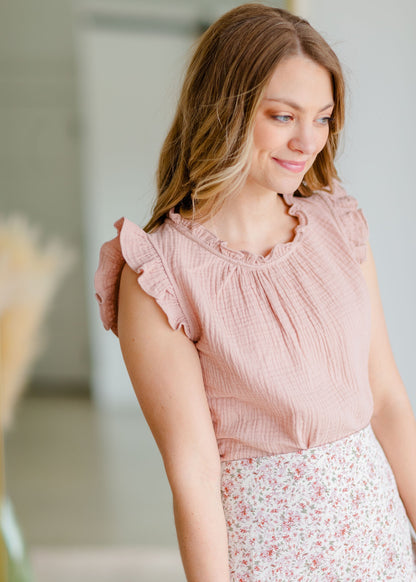 Double Gauze Ruffled Blouse Shirt