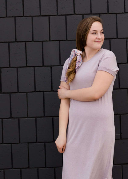 Modest lavender cotton maxi dress