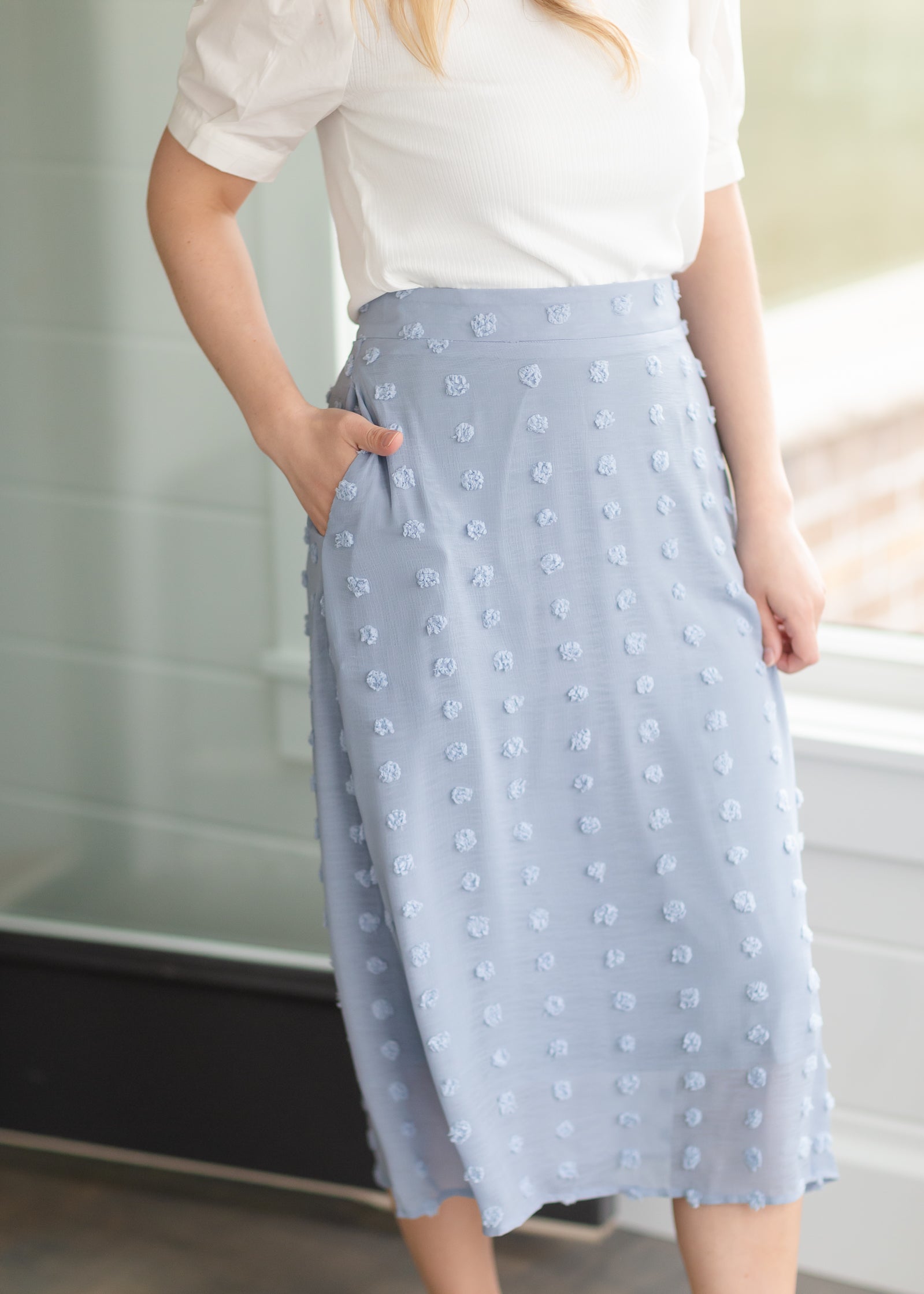 Dusty Blue Chiffon Midi Skirt - FINAL SALE Skirts