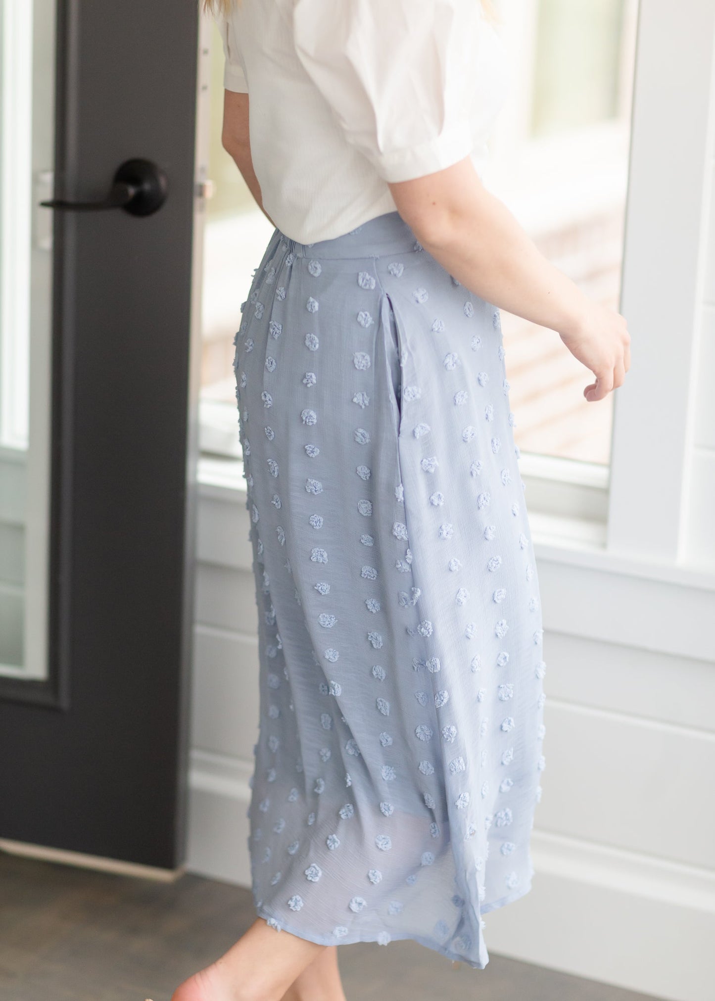 Dusty Blue Chiffon Midi Skirt - FINAL SALE Skirts