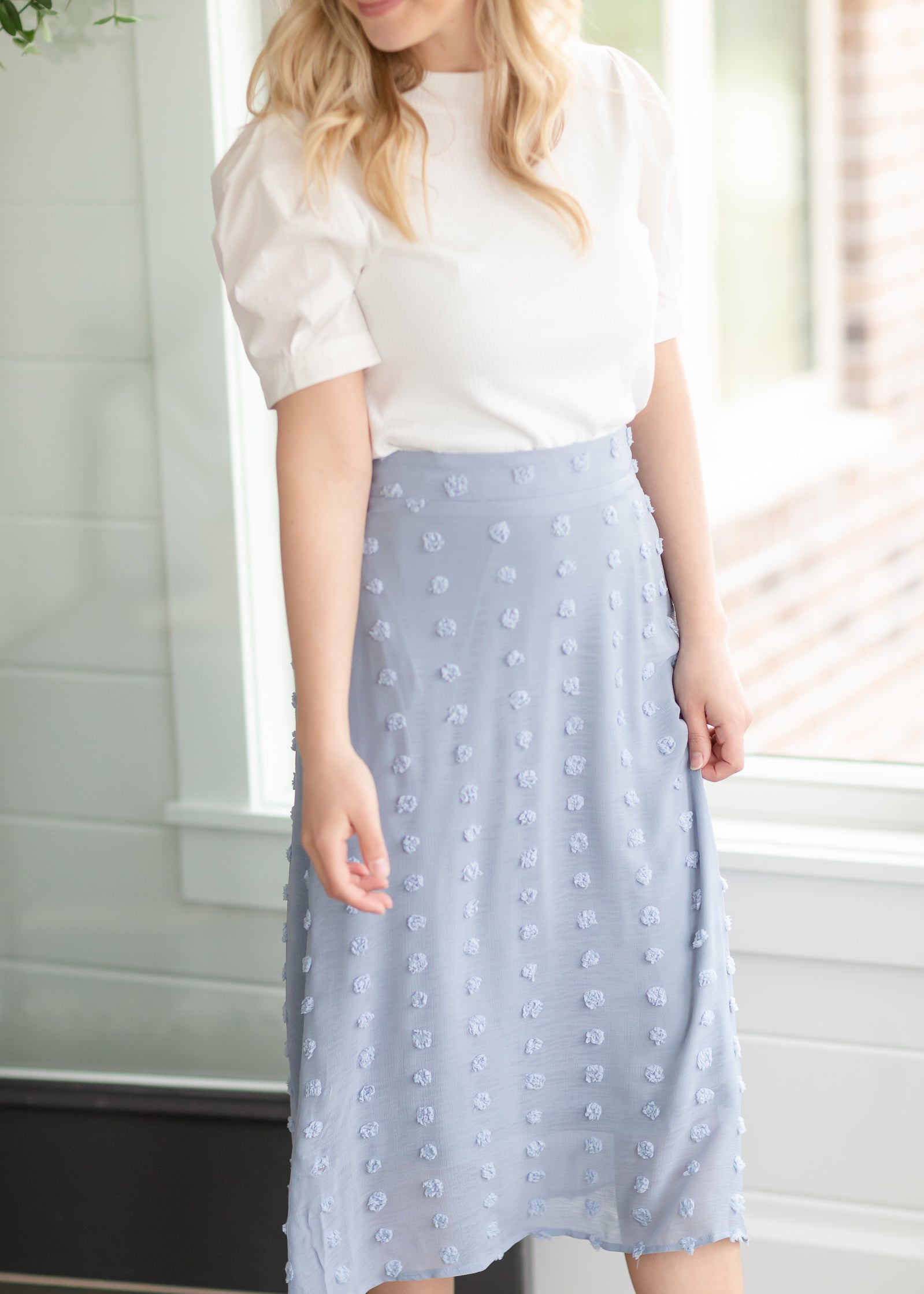 Dusty Blue Chiffon Midi Skirt - FINAL SALE Skirts