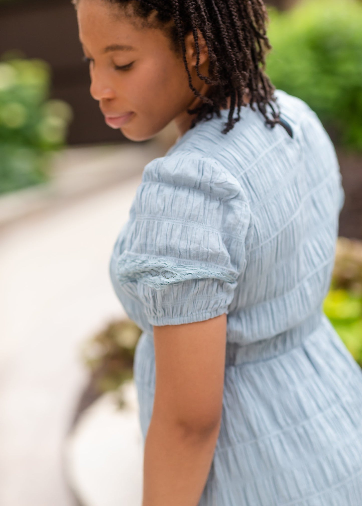 Dusty Blue Lace Tiered Midi Dress - FINAL SALE Dresses