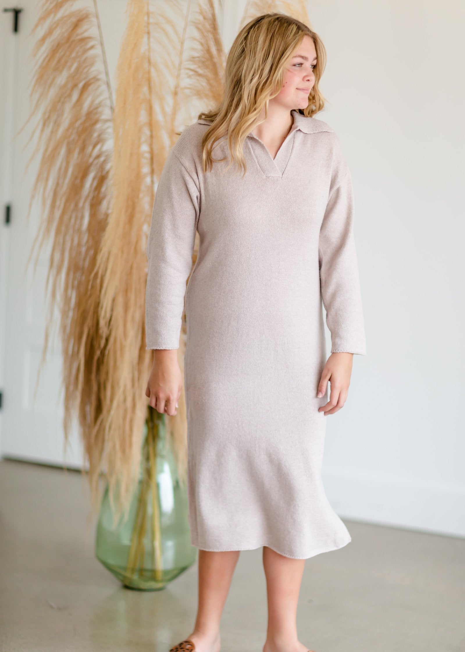 Dusty Lilac Knit Sweater Dress Dresses LUSH