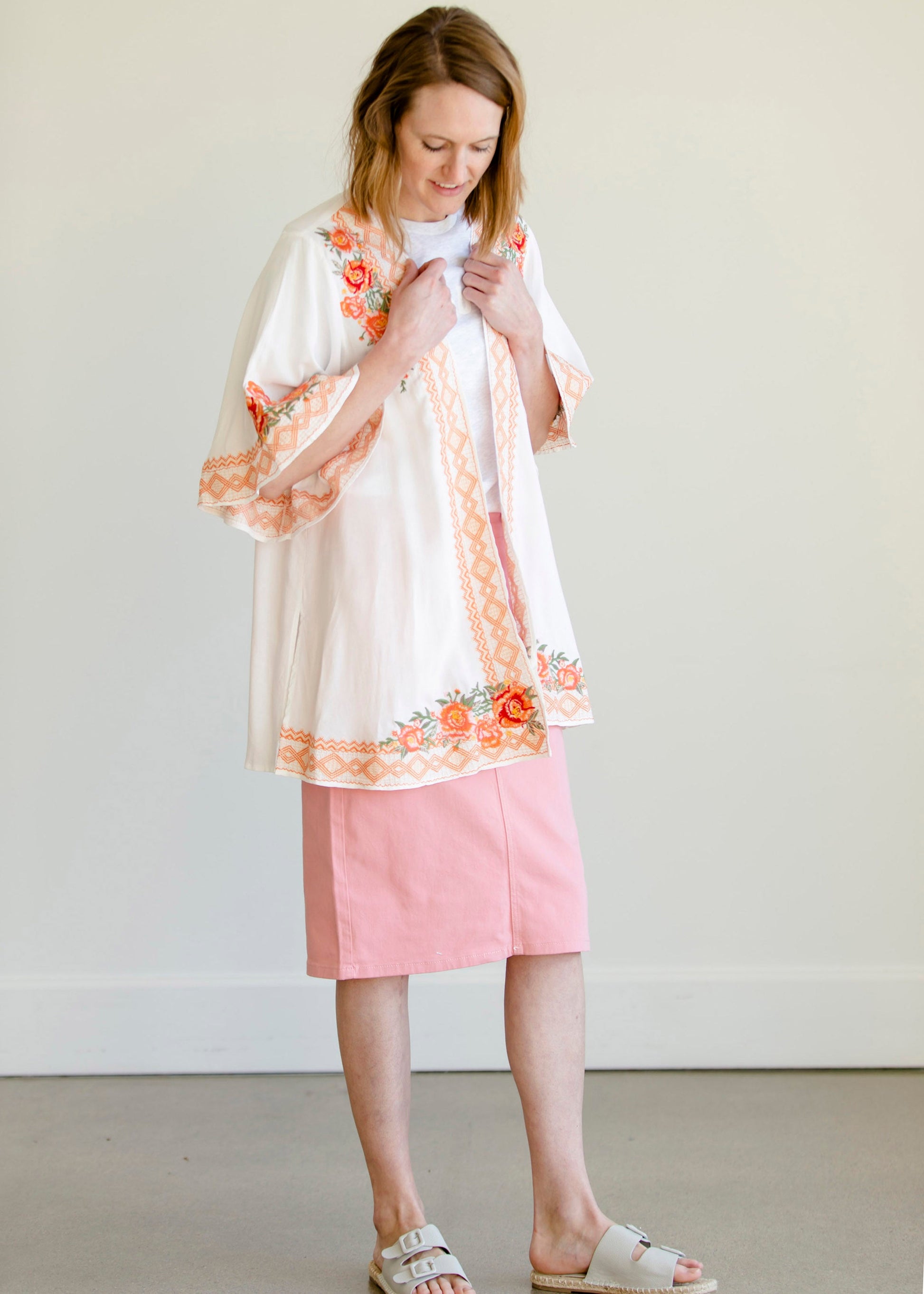 Embroidered Floral Open Front Kimono - FINAL SALE Layering Essentials