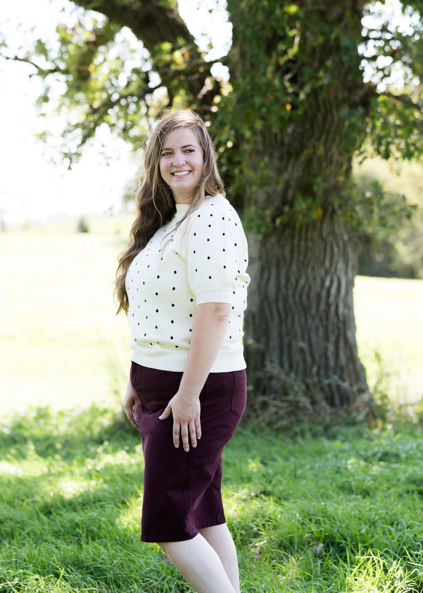 Embroidered Polka Dot Sweater Top - FINAL SALE Tops