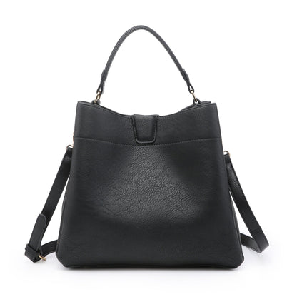 Faux Leather Adjustable Satchel Accessories Jen + Co Black