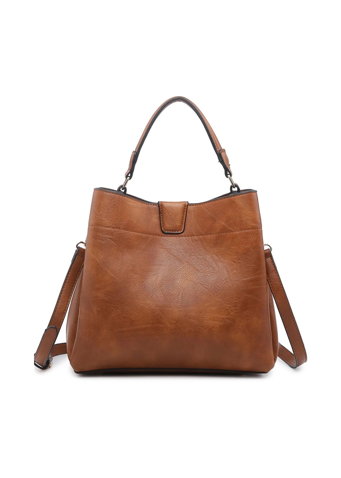 Faux Leather Adjustable Satchel Accessories Jen + Co Brown