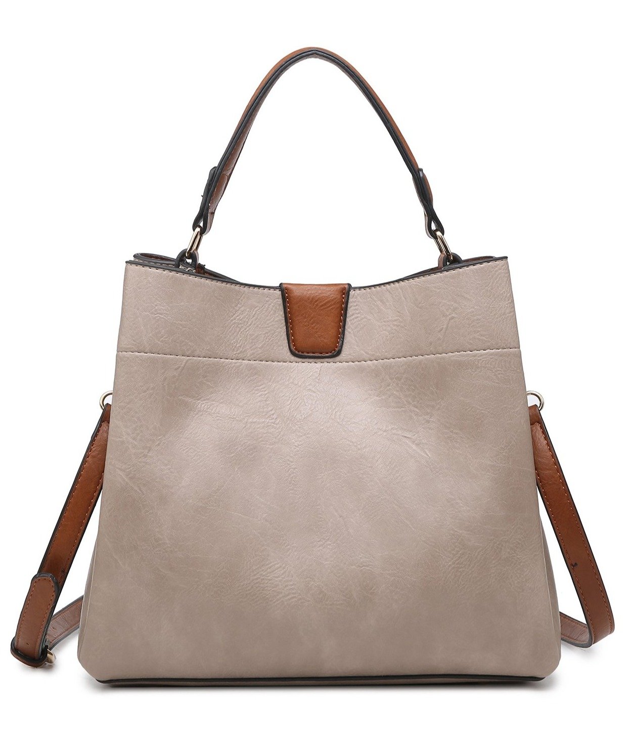 Faux Leather Adjustable Satchel Accessories Jen + Co Gray