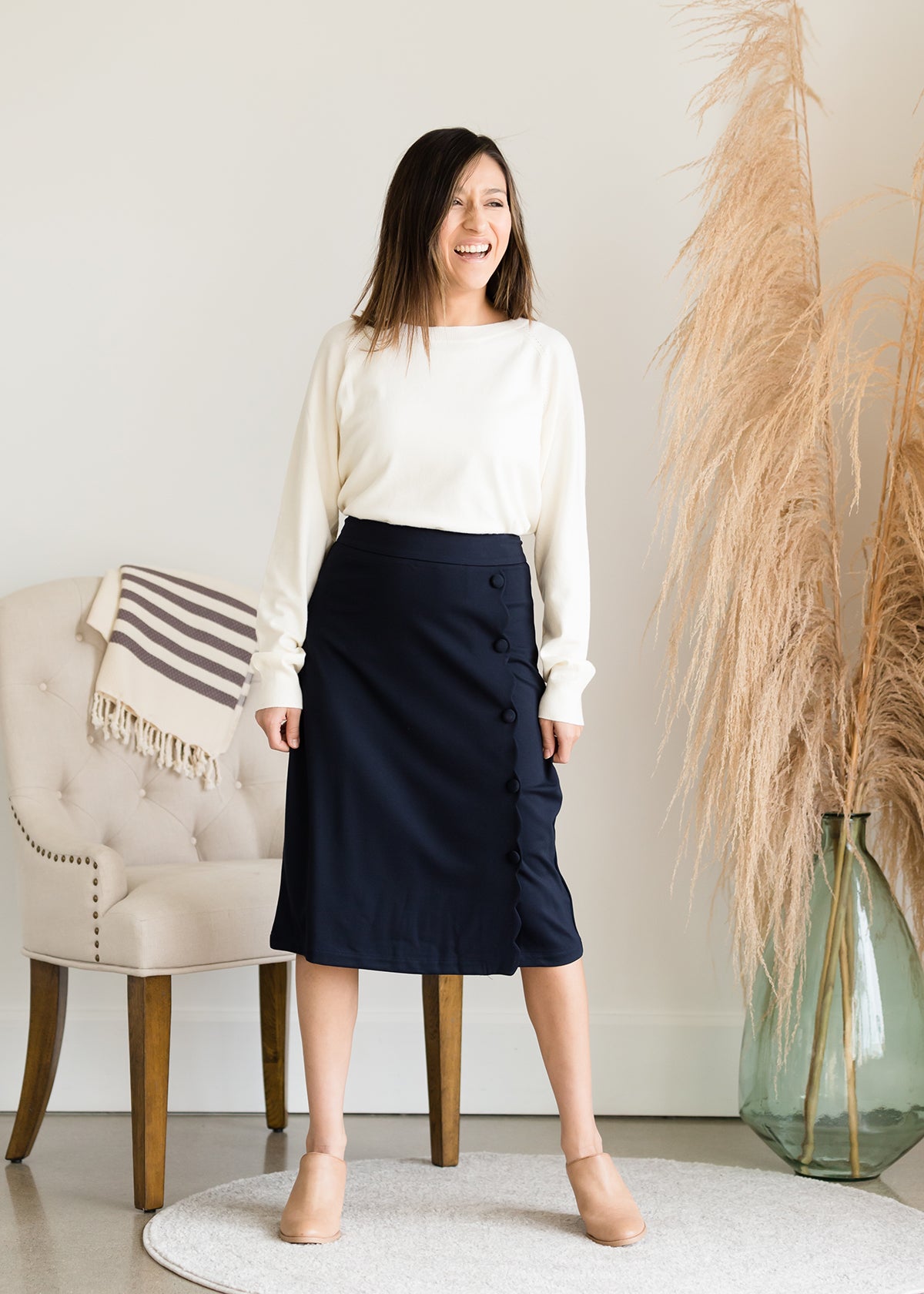 Faux Wrap Midi Pencil Skirt - FINAL SALE Skirts