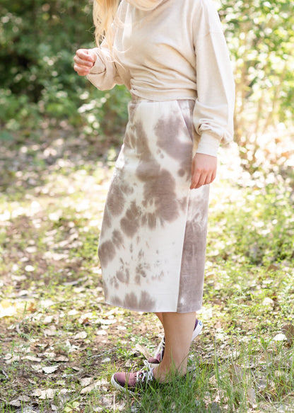 Fleece Lined Tie Dye Midi Skirt Skirts Hem & Thread