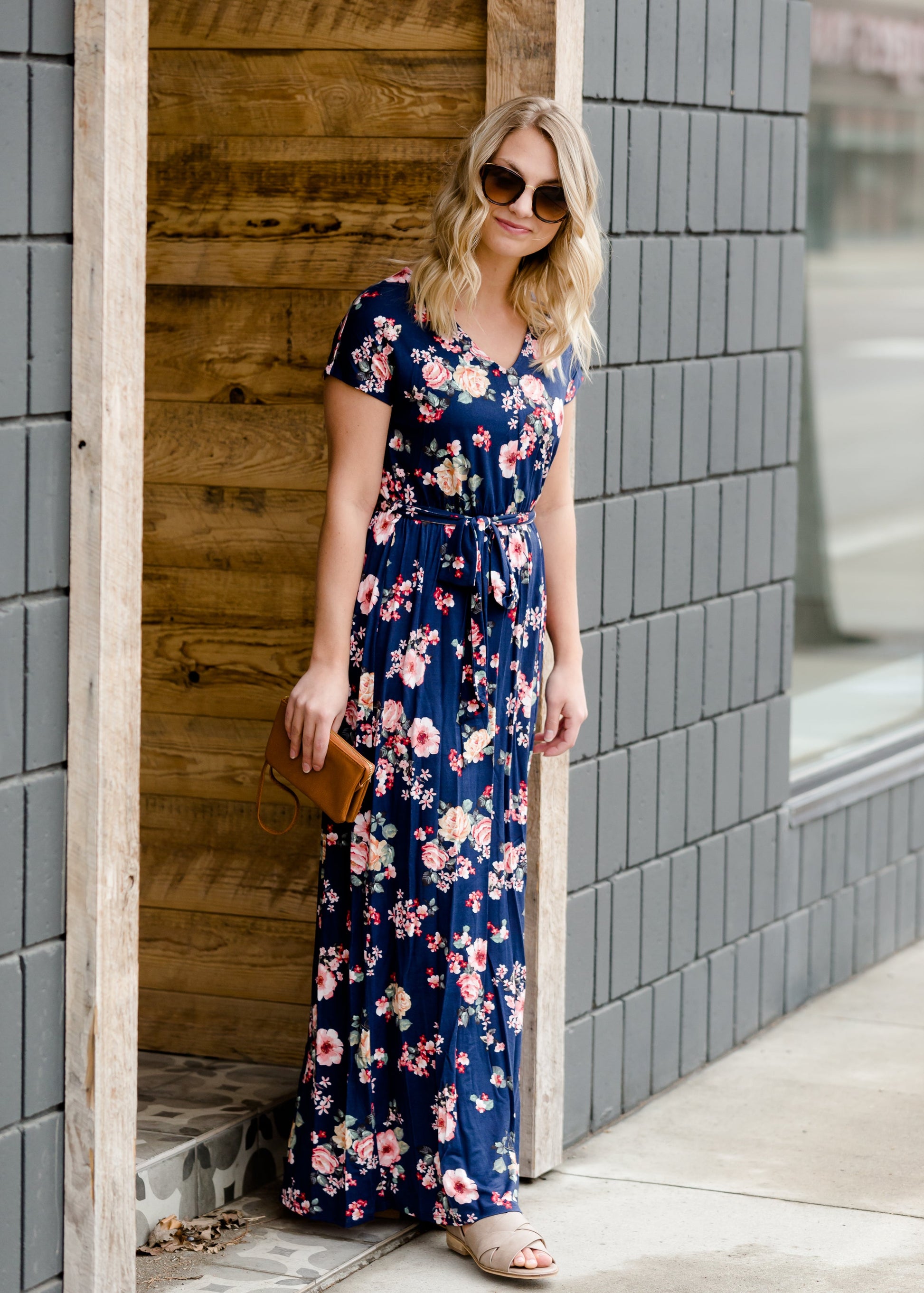 Floral Belted A-Line Maxi Dress Dresses