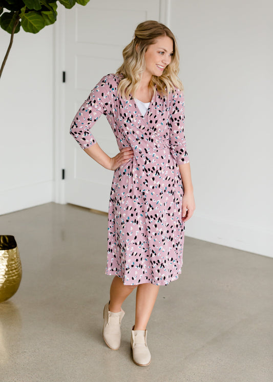 Floral Faux Wrap Midi Dress - FINAL SALE Dresses