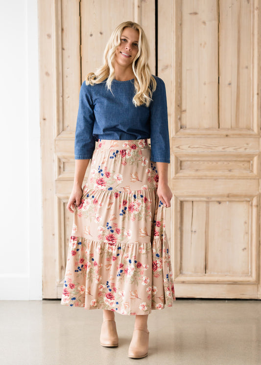 Floral Layered Stretch Maxi Skirt - FINAL SALE Skirts