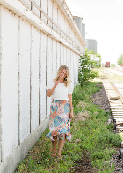 Floral Patchwork Wrap Midi Skirt - FINAL SALE Skirts