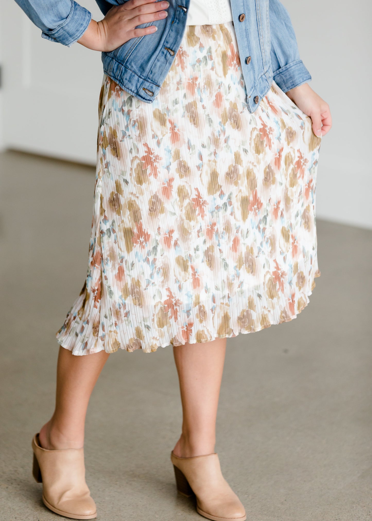 Floral Pleated Midi Skirt - FINAL SALE Skirts