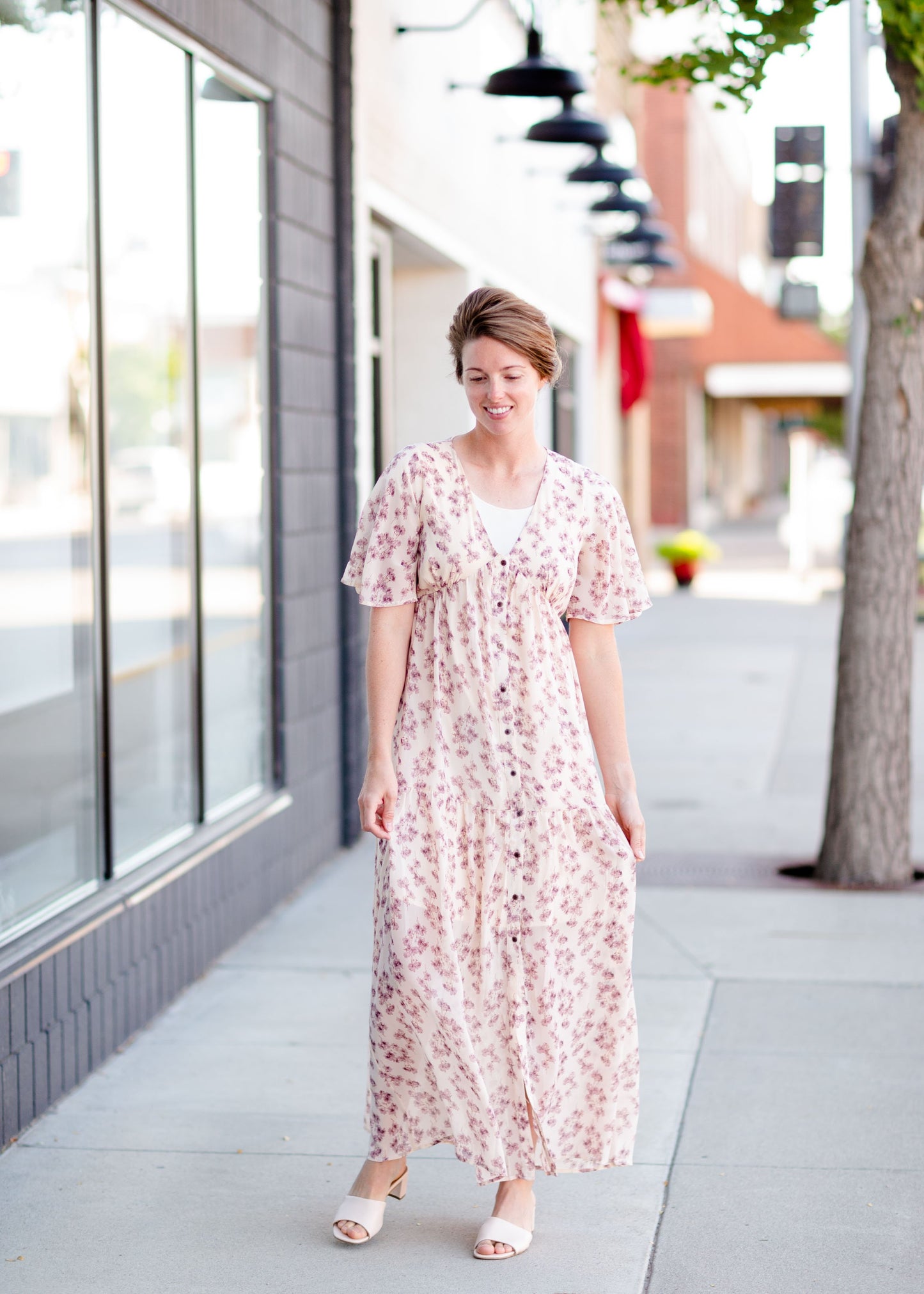 Floral Print Button Front Maxi Dress Dresses Pinch