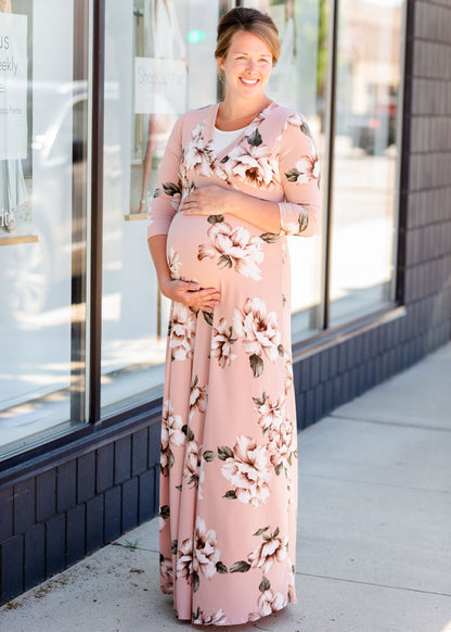 Floral Print Maxi Dress with Tie Dresses