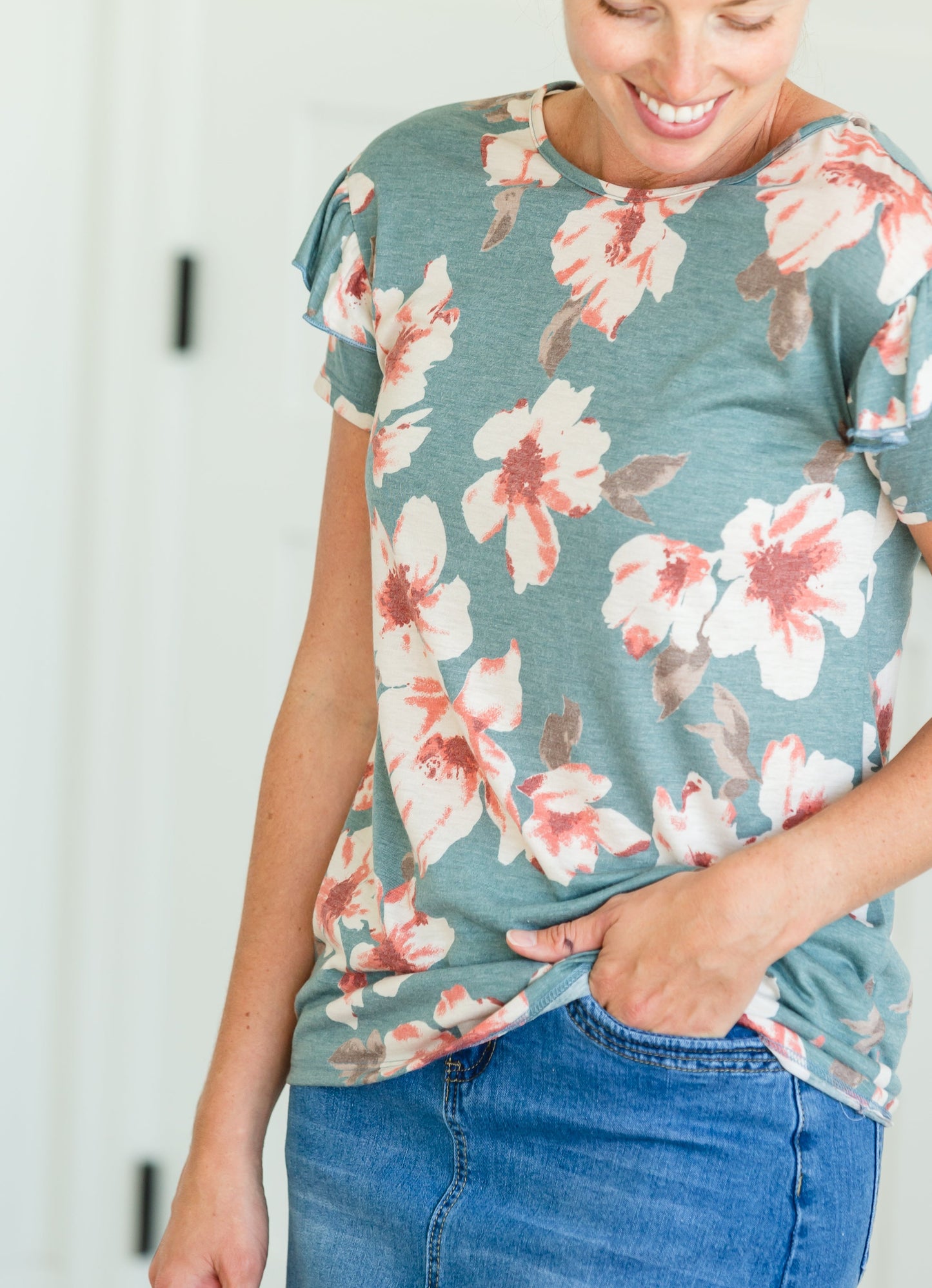 Floral Print Short Sleeve Tee - FINAL SALE Tops