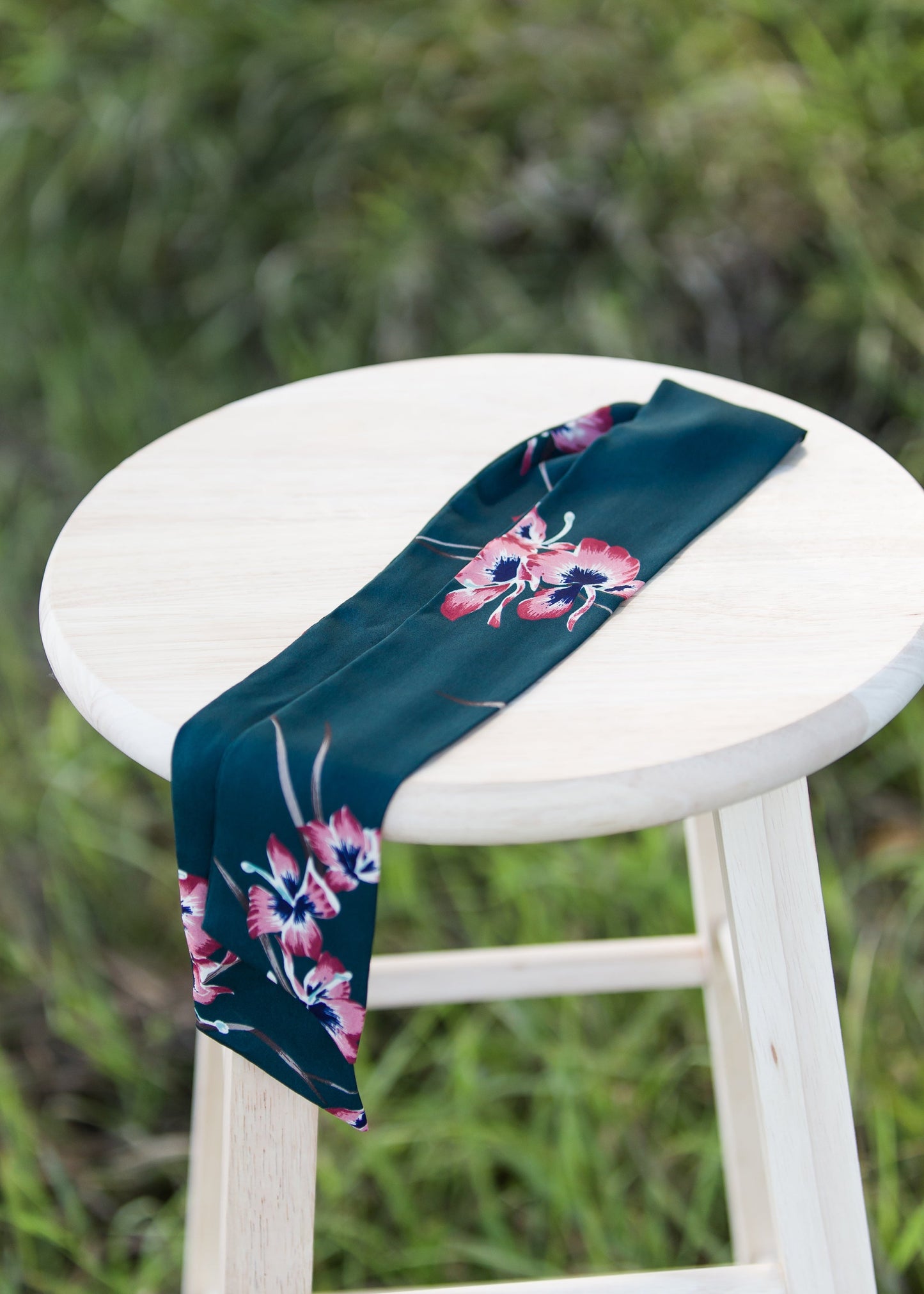 green floral skinny hair bandana