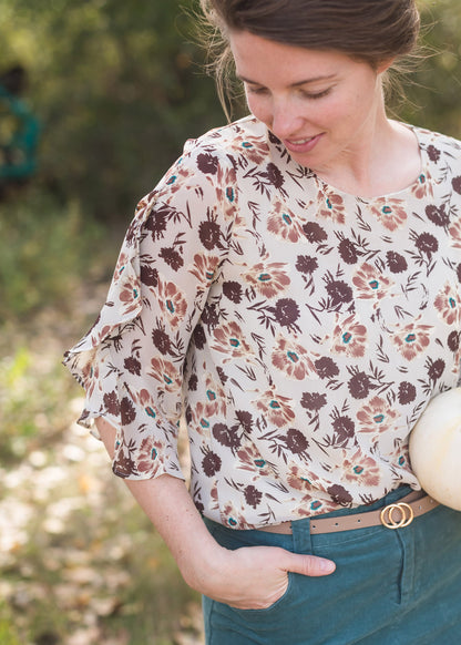 Floral Ruffle Bell Sleeve Top - FINAL SALE Tops