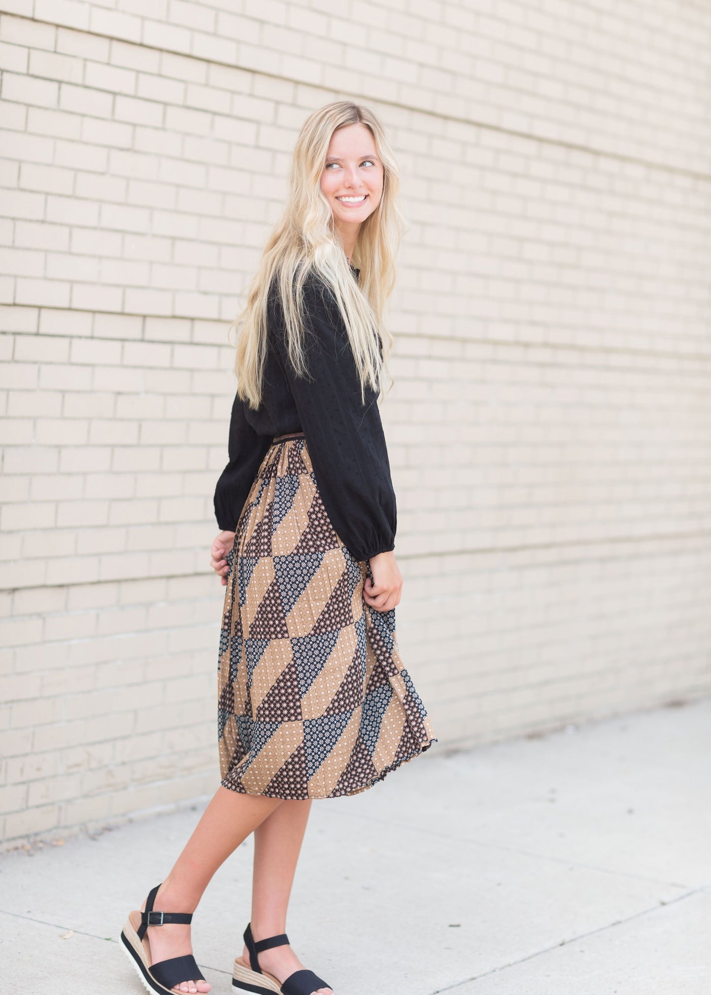 Flower Print Pleated Skirt Skirts