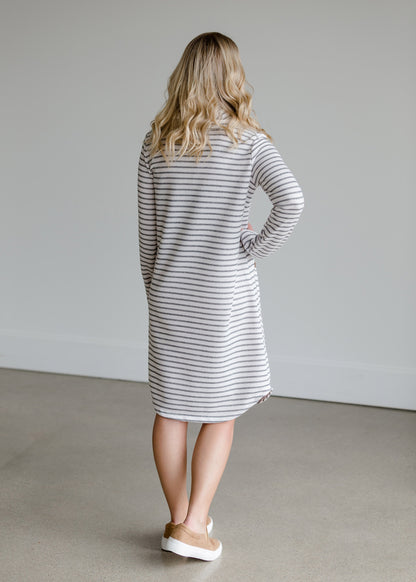 French Terry Striped Midi Dress Dresses