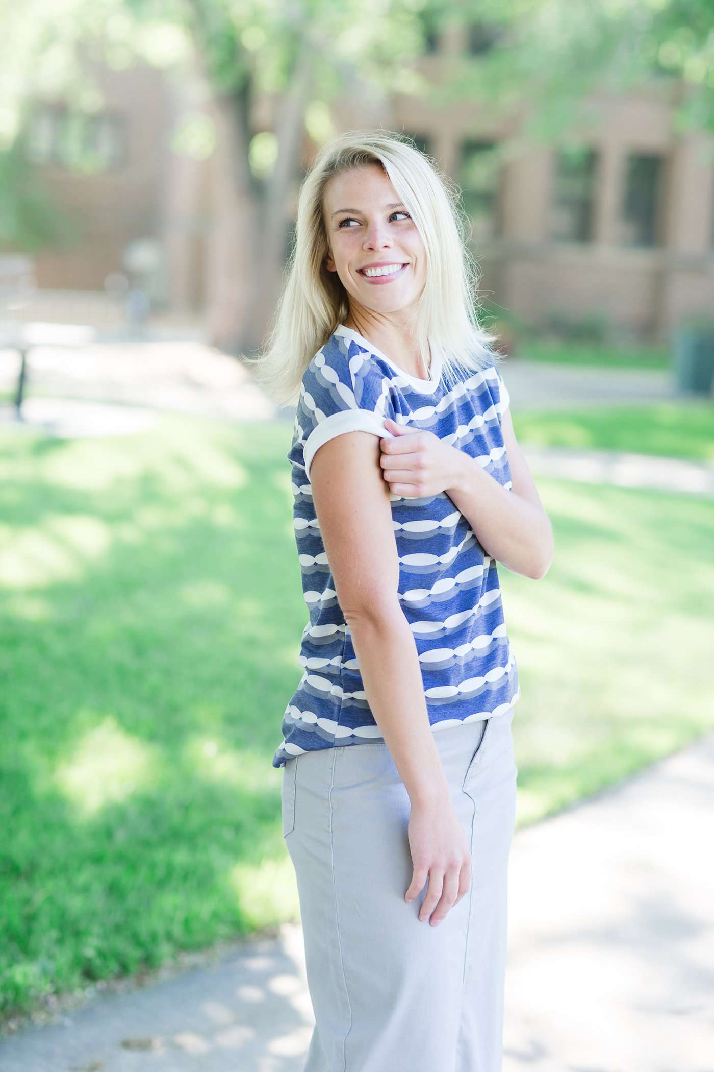 Geo Blue and Navy Crew - FINAL SALE Tops