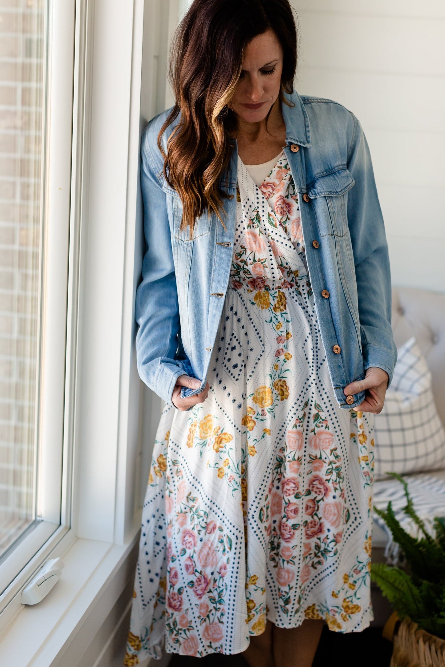 Geometric Ivory Floral Dress Dresses