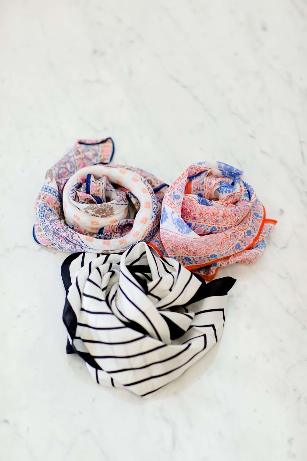 Black and white striped bandana scarf