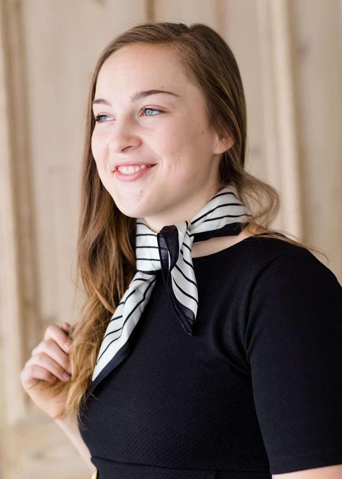 Black and white striped bandana scarf