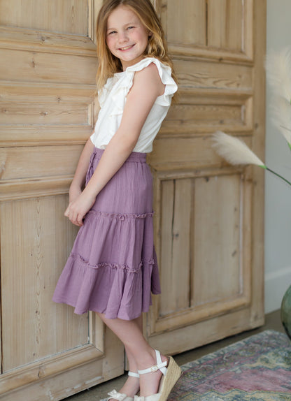 Girl's Lavender Ruffle Tiered Skirt Girls