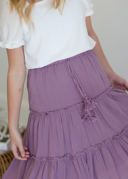 Girl's Lavender Ruffle Tiered Skirt Girls