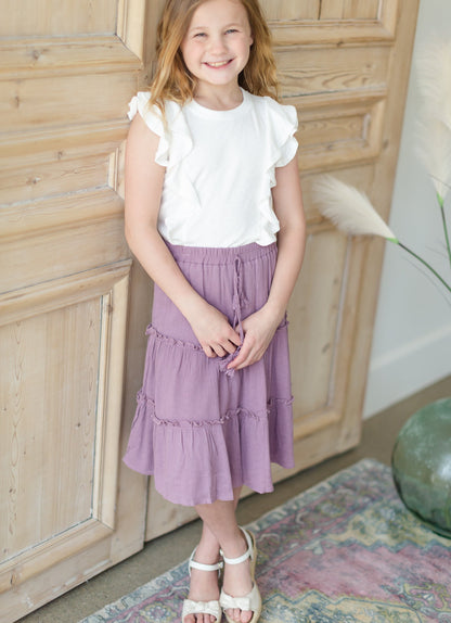 Girl's Lavender Ruffle Tiered Skirt Girls