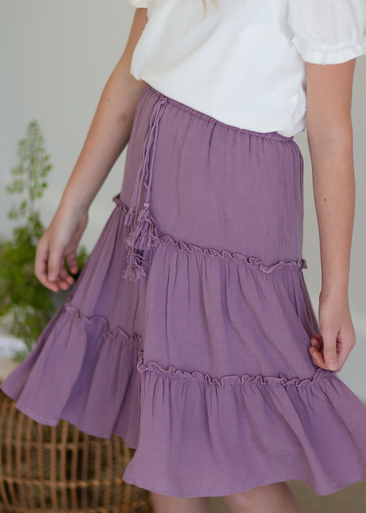 Girl's Lavender Ruffle Tiered Skirt Girls