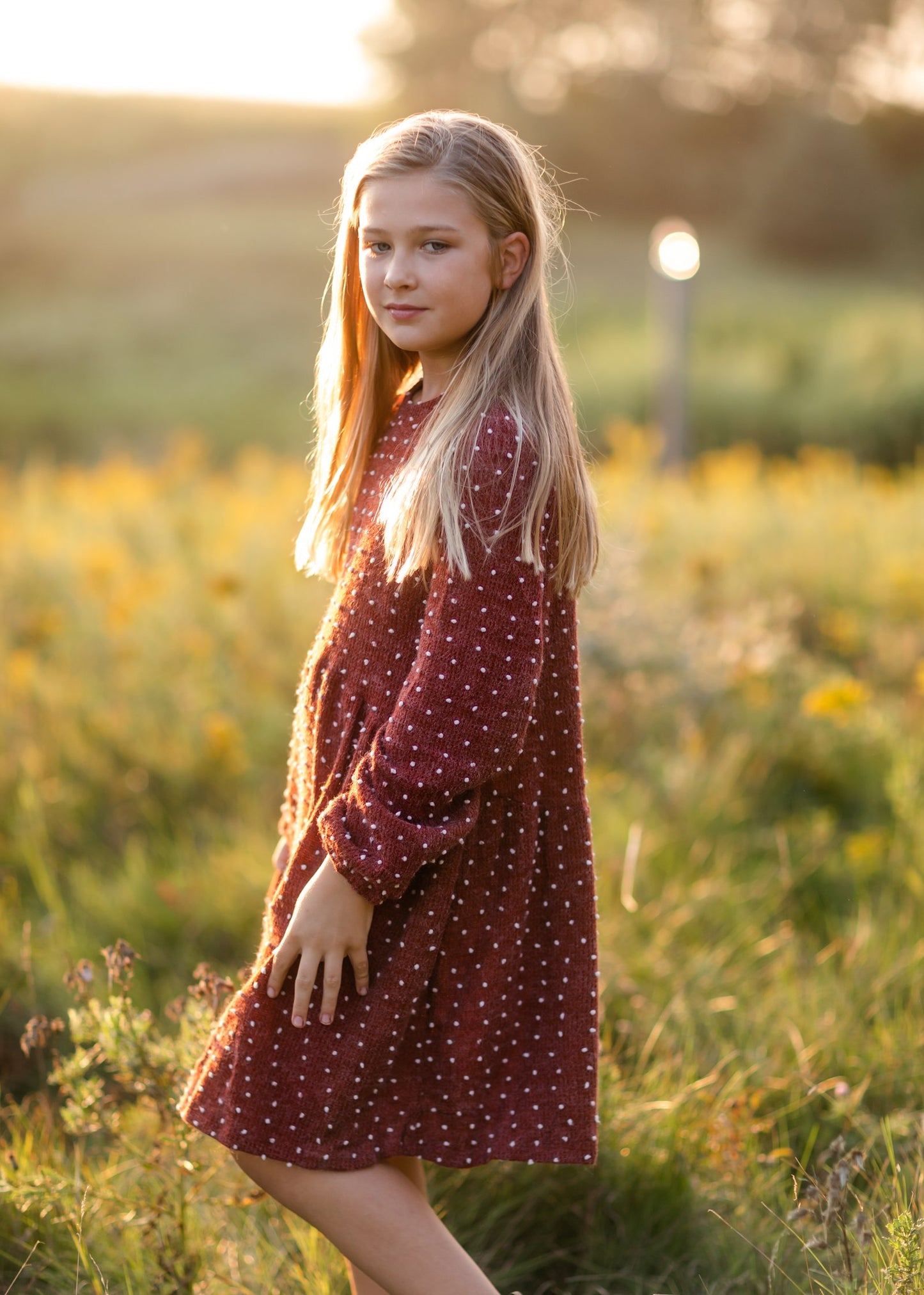 Girls Burgundy Swiss Dot Sweater Dress Girls Hayden Los Angeles