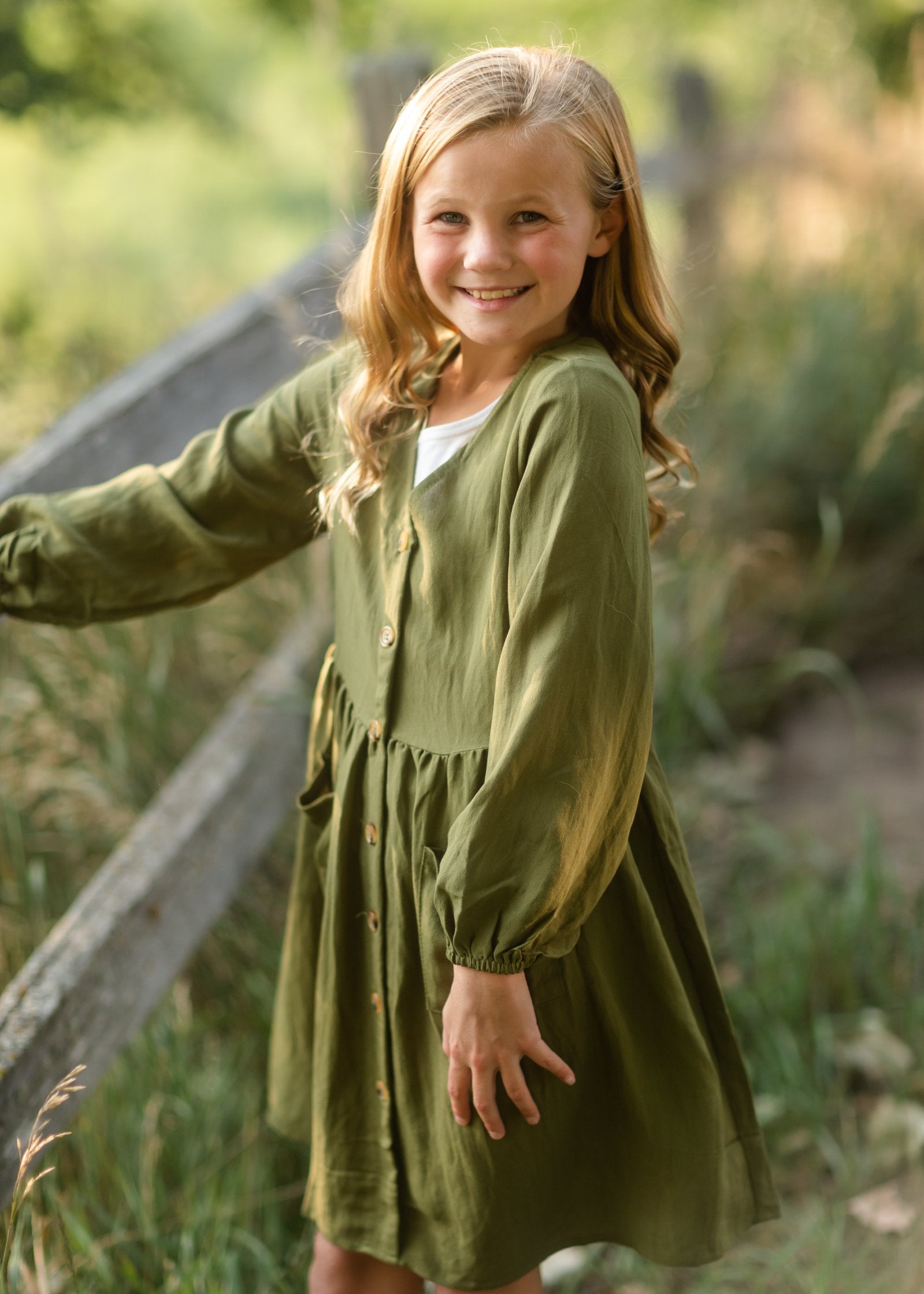 Girls Button Down Pocketed Dress Dresses Hayden