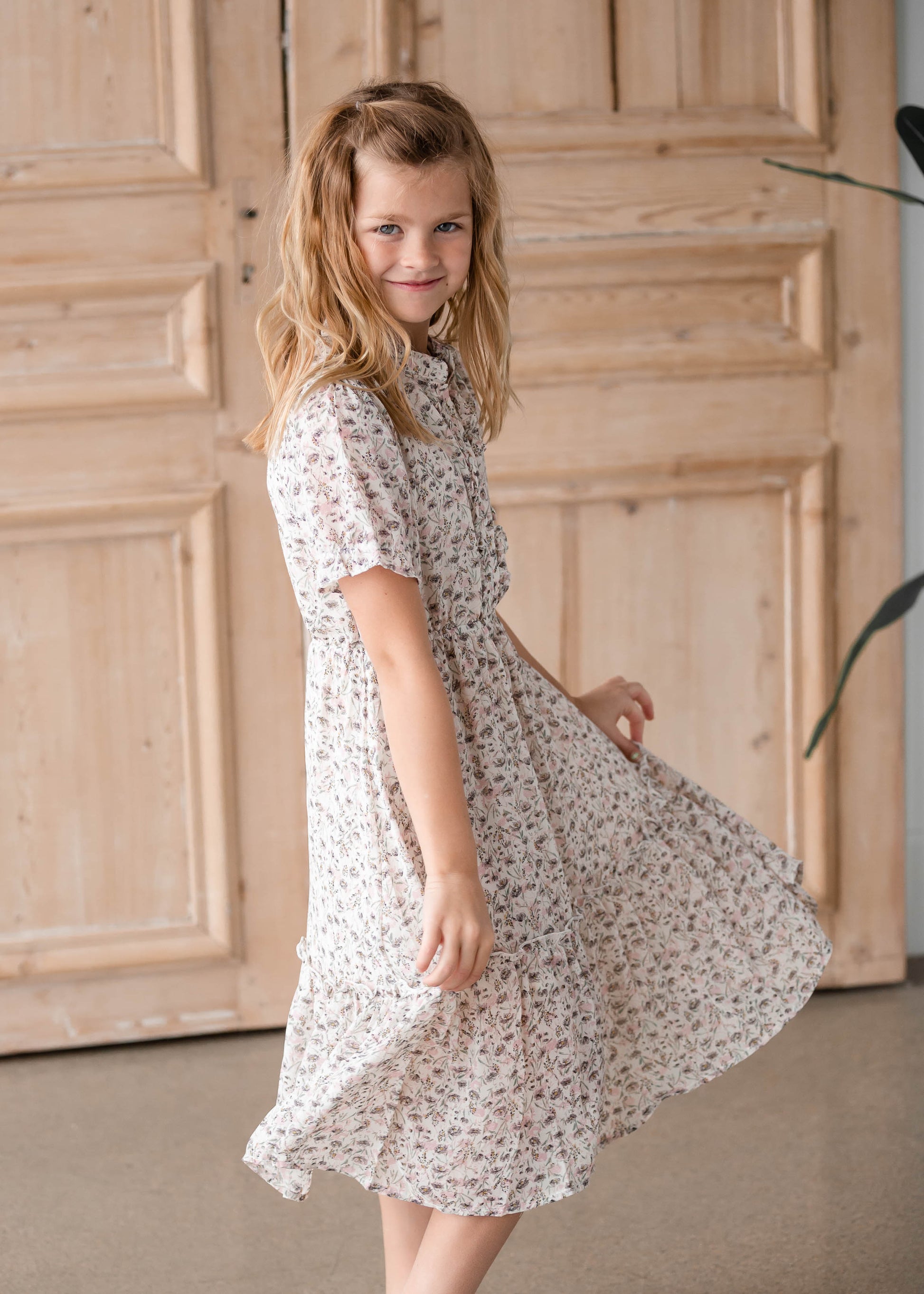 Girls Button Up Short Sleeve Dress Girls Hayden