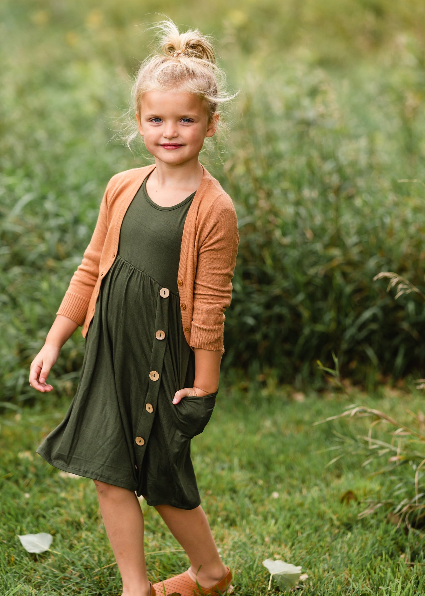 Girls Camel Sweater Cardigan - FINAL SALE Tops