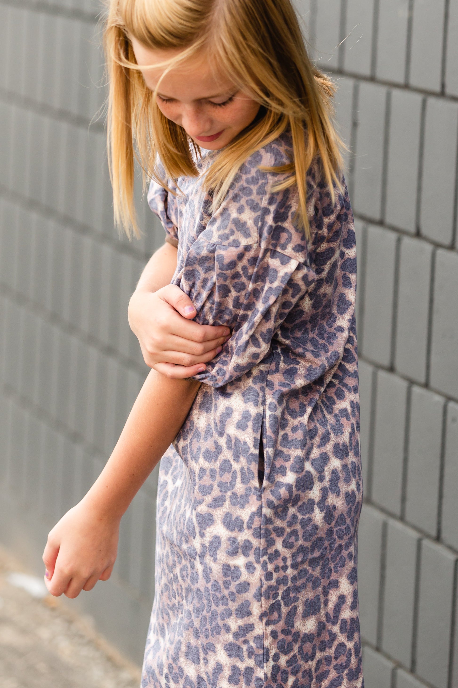 Girls Cheetah Print T-Shirt Dress - FINAL SALE Girls