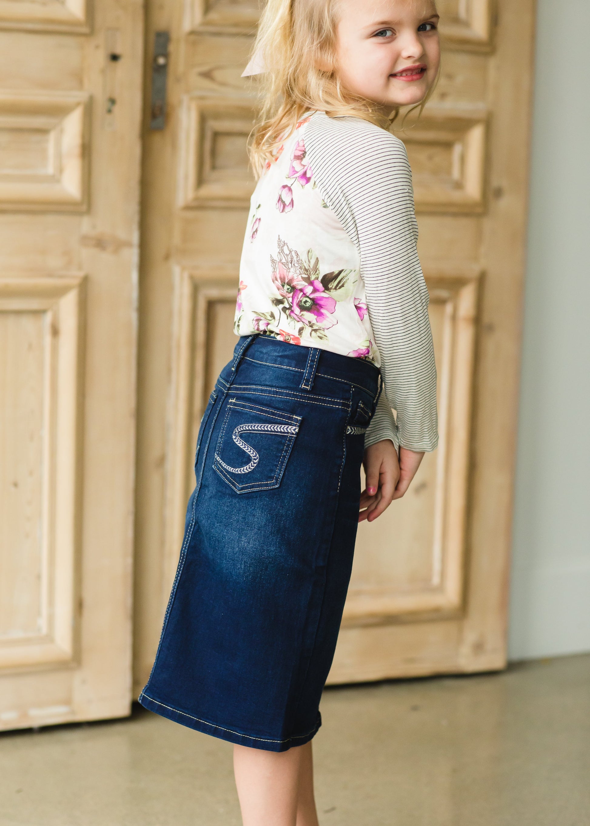 Girls Dark Wash Classic Jean Skirt - FINAL SALE Girls