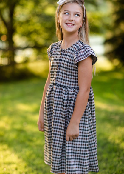 Girls Haven Plaid Wood Button Midi Dress Girls Woodmouse & Thistle