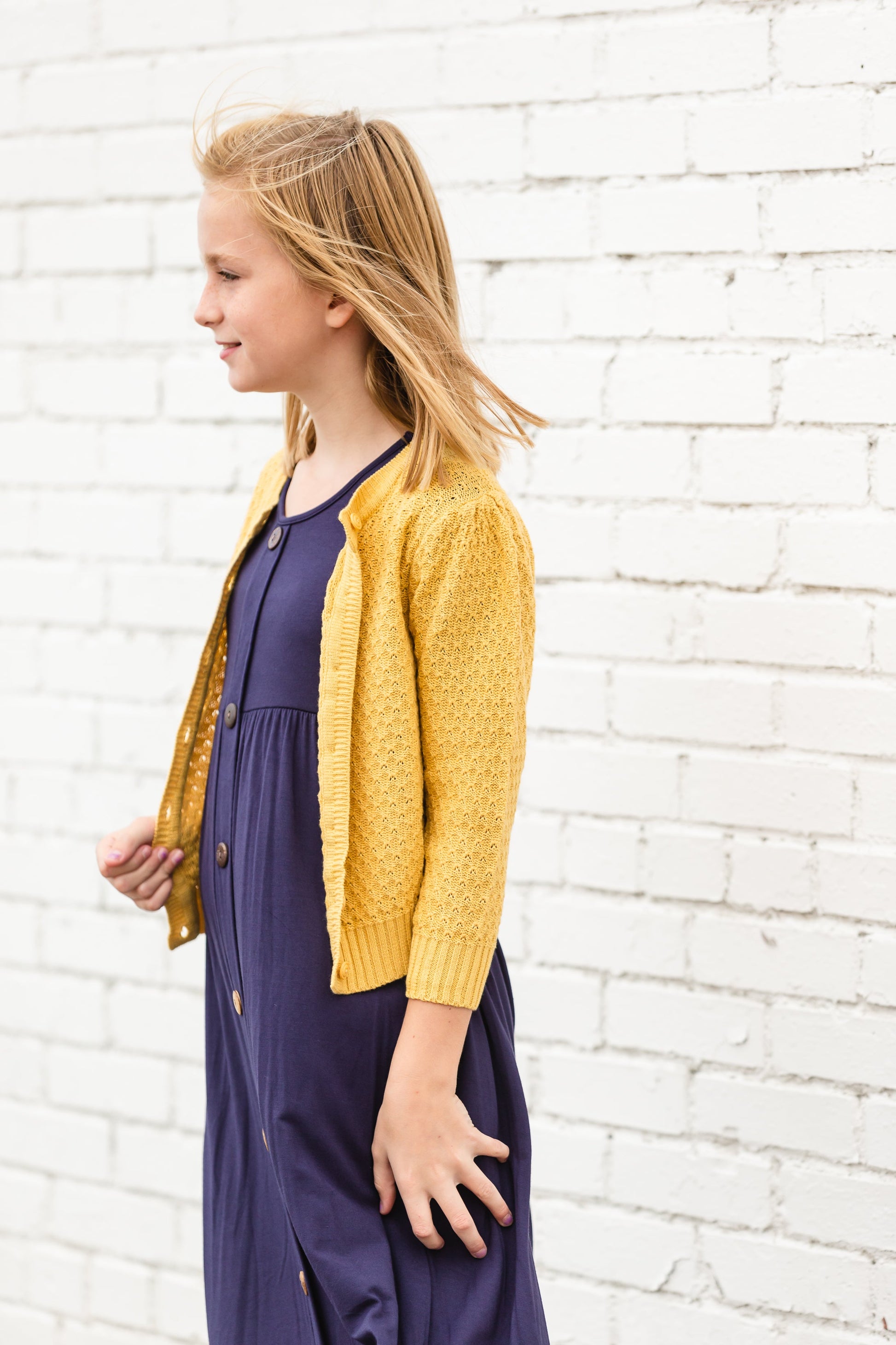 Girls Honey Yellow Knitted Cardigan - FINAL SALE Tops