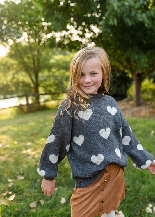 Girls Knitted Heart Pullover Sweater Girls Hayden Los Angeles